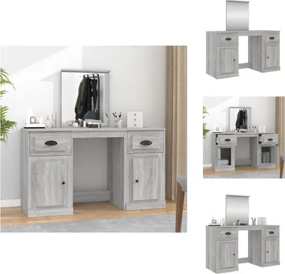 Produktbild von vidaXL Schminktisch mit Spiegel Grau Sonoma 130x50x132,5 cm -  Schminktische