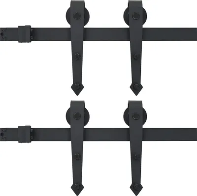 Produktbild von vidaXL Schiebetür-Beschlagsätze 2 Stk. 200 cm Stahl Schwarz