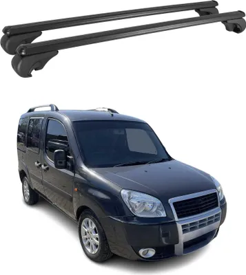 Image de Barres de toit Transversales pour Fiat Doblo 2000-2010 Aluminium Noir