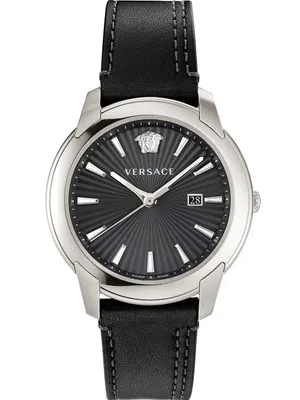 Zdjęcie produktu dla Versace VELQ00119 V-Urban srebrny czarny skórzany pasek zegarek męski NOWOŚĆ