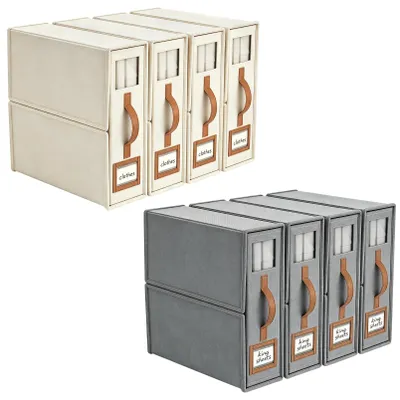 Produktbild von Elzusha – Set aus 8 Aufbewahrungsboxen für Bettwäsche mit Griffen, Beige/Grau