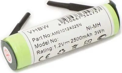 Immagine prodotto di vhbw 1 batteria di ricambio per Braun 180AAH, 233.8008860, compatibile con spazzolini elettrici (2500 mAh, 1,2 V, NiMH)