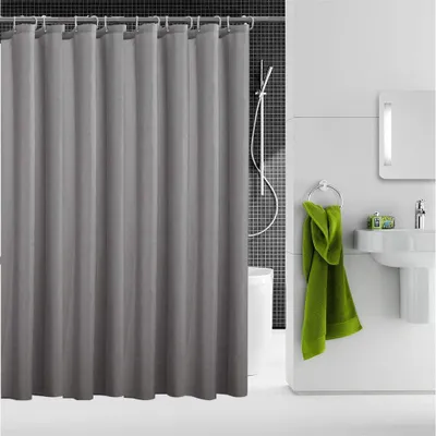 Produktbild von Grauer Duschvorhang 120x200 cm, wasserdicht und schimmelresistentes Polyester mit beschwertem Saum und Haken