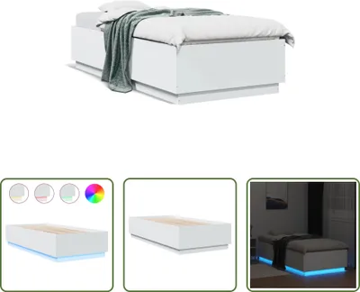 Produktbild von The Living Store Bettgestell mit LED Weiß 100x200 cm Holzwerkstoff