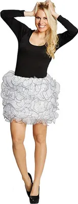 Produktbild von Weißer Damen Tüll-Rock mit schwarzen Kringeln / Größe: one Size (Ideal 36/38)