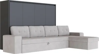 Produktbild von Schrankbett M2 Horizontal 140x200  mit Ecksofa Sandgrau Anthrazit