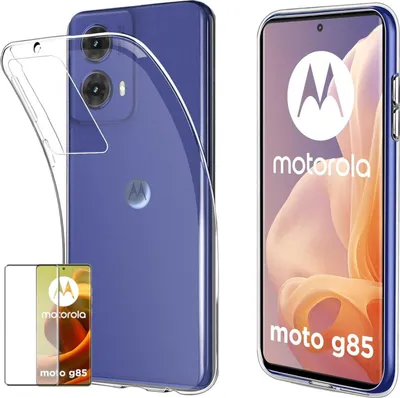 Produktbild von Für Motorola Moto G85 5G Silikon TPU Case Transparent + Curved H9 Glas Folie Handy Hülle Schutz