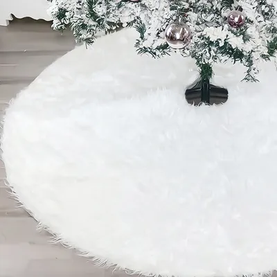 Produktbild von TolleTour Weihnachtsbaumdecke Tannenbaum Decke kunstfell Weiß Rund Rock Teppich Filz für Schnee Christbaum Weihnachtsbaum Deko,122cm