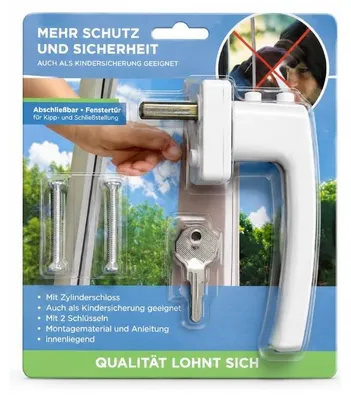 Produktbild von Abschließbarer Fenstergriff mit 2 Schlüssel weiß