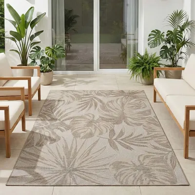 Productafbeelding van Tapijt 280x370 cm - Weerbestendig - UV-bestendig - Palmbladeren-ontwerp - Onderhoudsvriendelijk