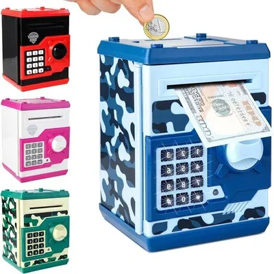 Immagine prodotto di Salvadanaio elettronico per bambini con funzione password, scorrimento automatico e contenitore per monete, adatto a bambini dai 3 anni in su, giocattolo per bambini e bambine.