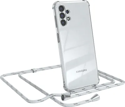 Produktbild von EAZY CASE Handykette kompatibel mit Samsung Galaxy A32 5G, Handyhülle mit Umhängeband, Handykordel, Schutzhülle Clear, Band in Weiß