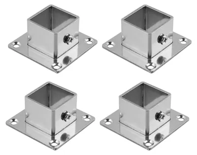 Image de Lot de 4 bases en acier inoxydable pour poteaux de clôture ou de terrasse - 2,5 x 2,5 cm