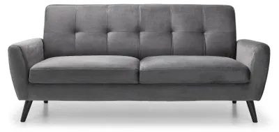3-Sitzer-Sofa, Retro-Stil, dunkelgrauer Samt, 192x81x83 cm