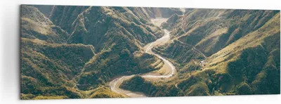 Produktbild von Bild auf Leinwand - Leinwandbild - Einteilig - Berge Weg Wald - 160x50cm - Wand Bild - Wanddeko - Wandbilder - Leinwanddruck - Bilder - Wanddekoration - Leinwand bilder - Wandbild - AB160x50-4700