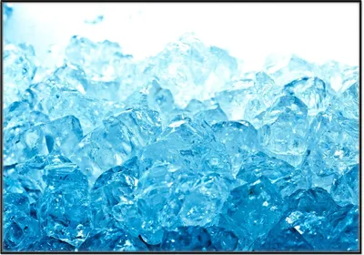 Produktbild von Wallario Wandbild Leuchtendes Eis in blau, Größe: 70,30 x 100,30 cm, Poster mit schwarzem Aluminiumrahmen