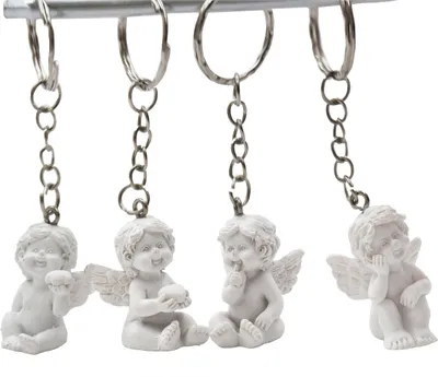 Produktbild von 48 Stück Engel Schlüsselanhänger Figur H 3,5 cm Engelfiguren Glücksbringer
