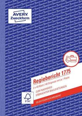 Zdjęcie produktu dla Avery Zweckform® 1775 1775 Raport Dyrektora, DIN A5, bez kalki, 2 x 40 arkuszy, biały, żółty
