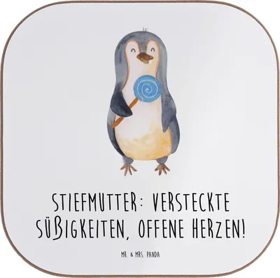 Produktbild von Mr. & Mrs. Panda Tischschoner Stiefmutter Herzen - Weiß - Geschenk, Untersetzer Tasse, herzerwärmende Sprüche, Familie, Dankeschön, Wertschätzung, Coaster, Bonusmutter