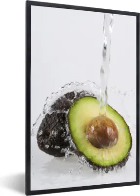 Produktbild von MuchoWow® MuchoWow® Gerahmtes Poster Wasser - Avocado - Wasserhahn 60x90 cm - Poster mit zchwarzem Bilderrahmen - Kunst