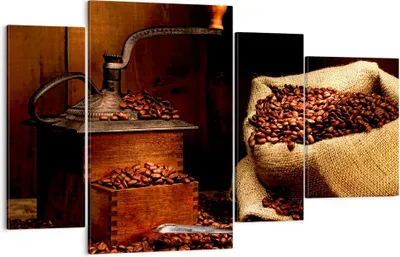 Produktbild von Bild auf Leinwand - Leinwandbild - Frühstück Schokolade Kaffee Bohnen - 120x70cm - Wand Bild - Wanddeko - Leinwanddruck - Bilder - Kunstdruck - Leinwand bilder - Wandkunst - DL120x70-2163