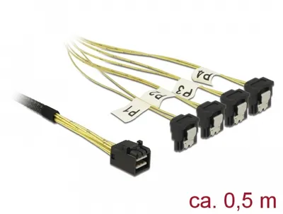 Zdjęcie produktu dla DeLOCK 85684, 0,5 m, 1 x Mini SAS HD SFF-8643, 4 x SATA 7 pin, Męska, Męska, Prosty