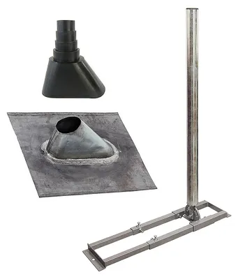 Produktbild von SkyRevolt SAT Dachsparrenhalter 1m Mast 60mm Stahl Blei-Ziegel Manschette schwarz