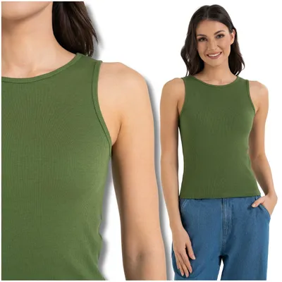 Immagine prodotto di Top - Canotta taglia L - Abbigliamento donna verde - Top in cotone - Top estivo