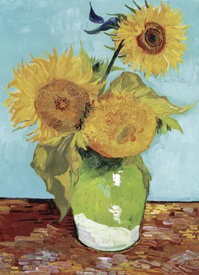 Image de Affiche 13 x 18 cm Vase avec trois tournesols, Van Gogh Vintage