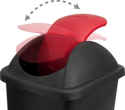 Immagine prodotto di Pattumiera in plastica da 60 litri con coperchio basculante - Nero/Rosso