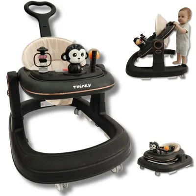 Image de Twinky® Babywalker GO 3 en 1 | Noir | Trotteur Pliable pour Bébés | Interactif, Protection Anti-Basculement