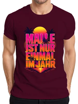 Imagen del producto de Camiseta para hombre, marca Malle, diseño "Mallorca Party Urlaub Ballermann JGA", color burdeos, talla L