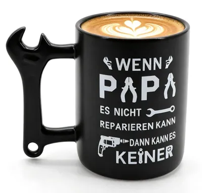 Kaffeebecher mit Schraubenschlüssel-Griff, 400 ml, Keramik