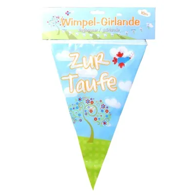 Produktbild von Wimpel Girlande Zur Taufe, Kunststoff, 10 Meter