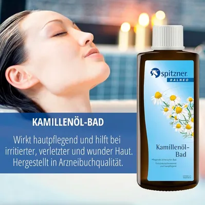 Produktbild von Spitzner Kamillenöl Bad 190 ml Gesundheitsfördernder Badezusatz mit ätherischem Öl der Kamille