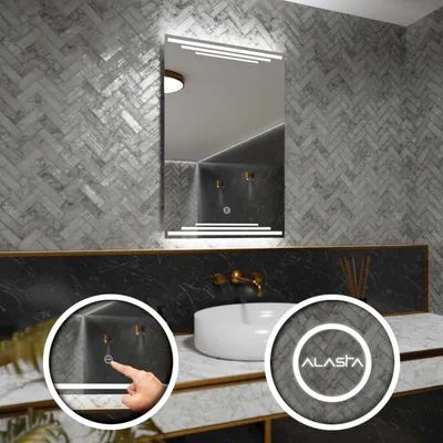 Produktbild von Badspiegel mit LED Beleuchtung und Touch-Schalter - Burma - 80 cm, 100 cm