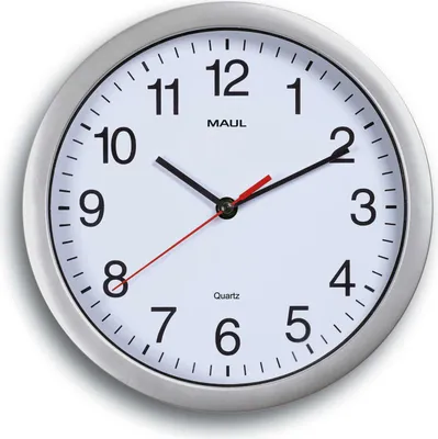 Produktbild von MAUL Wanduhr MAULrun Ø 25.2 x 5 cm Kunststoff 1 x AA (1.5 V) silber