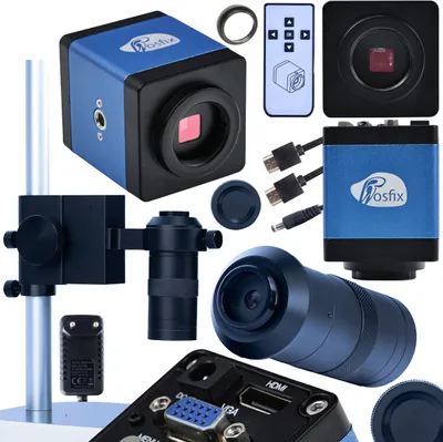 Immagine prodotto di Rosfix Draco Blue PRO 3 in 1 - Microscopio Digitale Professionale | Fotocamera HDMI e VGA | Ingrandimento 100x | Piattaforma in Alluminio