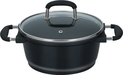 Produktbild von alpina Kochpfanne Ø20 cm 2,2 L Pfanne Kasserolle alle Wärmequellen Deckel Spülmaschinenfest Schwarz