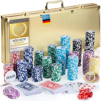 Produktbild von Pokerset Pokerkoffer Pokerchips-Set - 500 Chips - Aluminiumkoffer - Gold