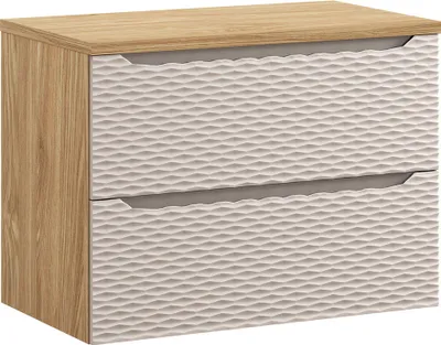 Produktbild von Waschtischunterschrank 80cm, Eiche mit beige, OLUO-56-BEIGE