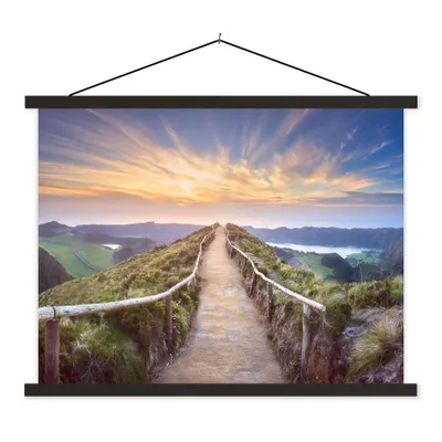 Produktbild von MuchoWow® Textilposter Berge - Natur - Weg 150x113 cm mit schwarzem Rahmen - Wohnzimmer