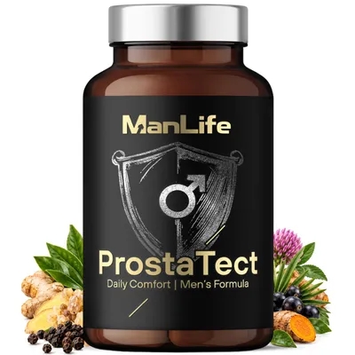 Produktbild von ProstaTect Komplex mit Saw Palmetto, Brennnessel, Rotklee & Boswellia, Zink & Selen – Zellschutz & normaler Testosteronspiegel – 90 vegane Kapseln
