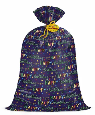 Image de Sacs cadeaux en plastique, 142 cm, avec un motif coloré "Joyeux anniversaire", pour les fêtes d'anniversaire des enfants