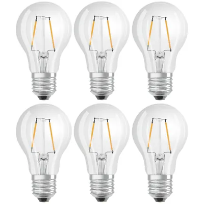 Produktbild von 6 x Osram LED Filament Leuchtmittel Birnenform 2,5W = 25W E27 klar 250lm FS warmweiß 2700K