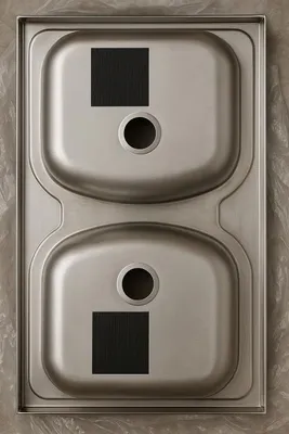 Produktbild von Doppelbecken-Stahlspüle 80x50 + Hahnloch + Siphon + Hahn