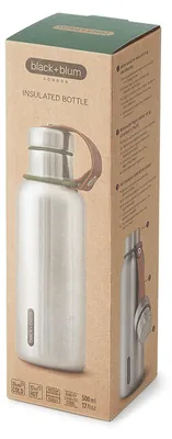 Produktbild von black+blum BAM-IWBB-S010, 0,5 l, Olive, Edelstahl, Kunstleder, Silikon, Edelstahl, 12 h, 24 h, 7,3 cm