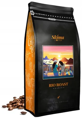 Image de Café en grains 1 kg RIO ROAST 100 % Arabica fraîchement torréfié SkimaCoffee + dessous de verre