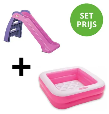 Productafbeelding van Little Tikes First Slide Roze Glijbaan+Intex Play Box Pool 85X85X23Cm Roze