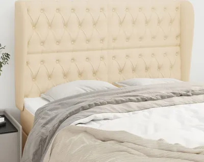 Produktbild von The Living Store Kopfteil mit Ohren Creme 147x23x118/128 cm Stoff